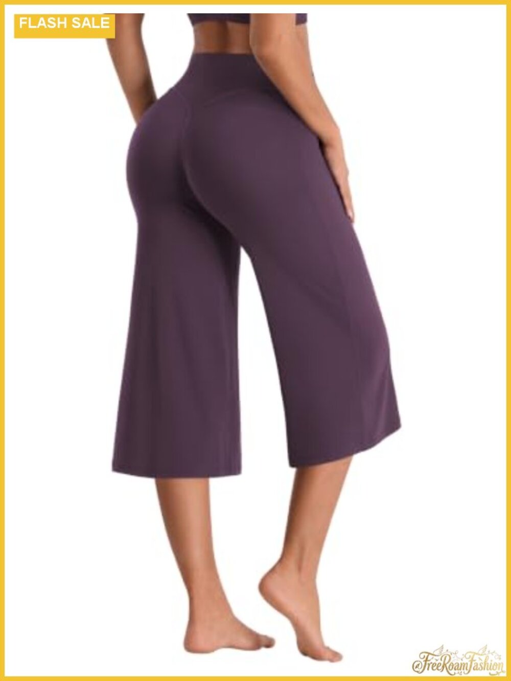 Y2K Low Rise Wide Leg Capri Pants 21" Inseam V-Back No Front Seam Nylon Spandex